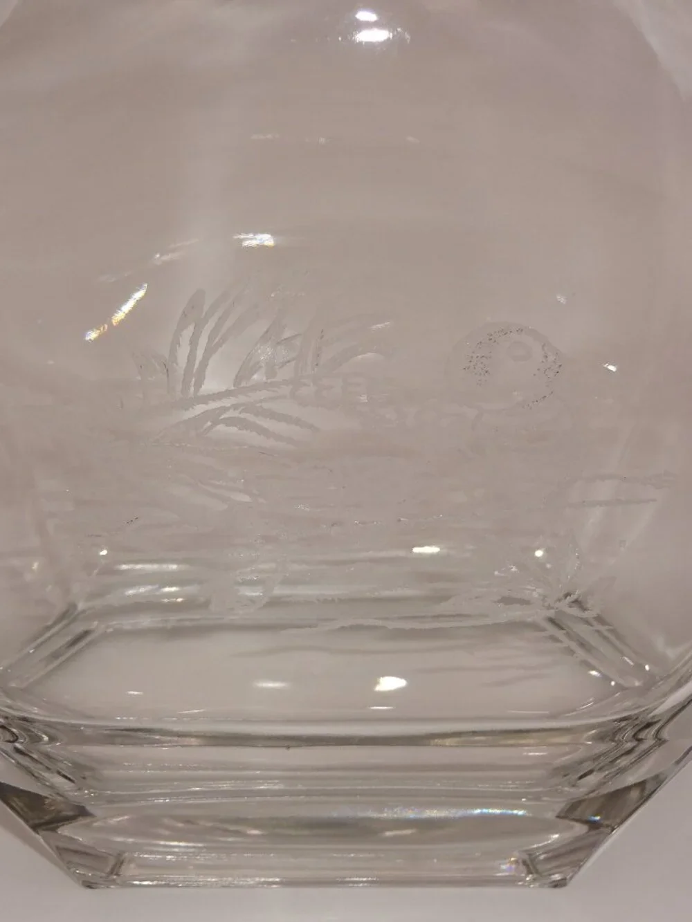 Vintage 1970s Luigi Bormioli Light & Music Crystal Decanter Etched Mallard Duck
